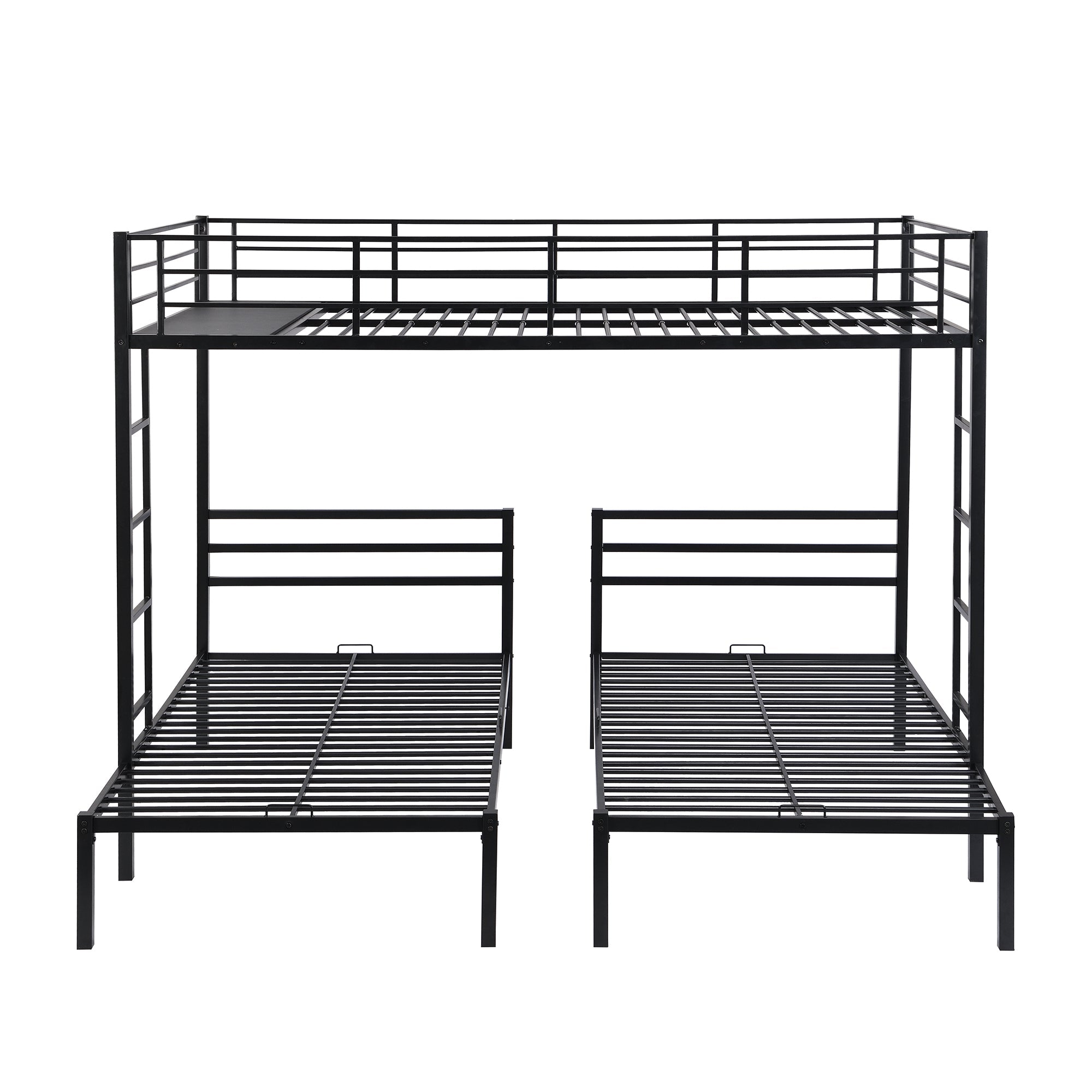 Bellemave Metal Triple Bunk Bed with Ladder, Full over Twin & Twin Bunk Bed for 3 Kids, Teens, Boys & Girl in Bedroom (Black)