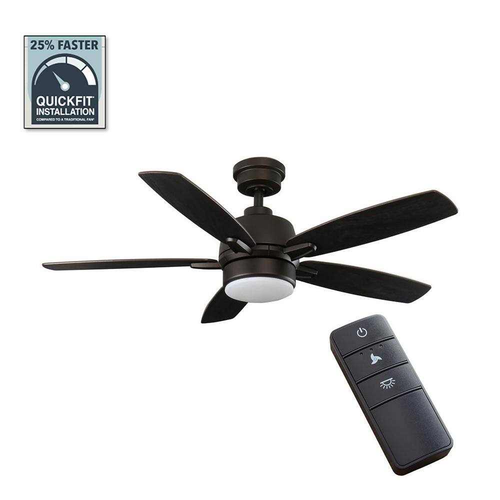 Home Decorators Collection Fawndale 46 in. Indoor Integrated LED Bronze Ceiling Fan with Light Kit 5 Reversible Blades and Remote Control 52021