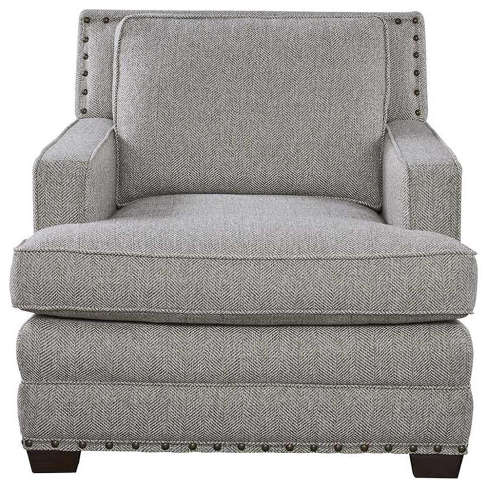 Maklaine Transitional styled Olefin Fabric Chair in Gray Finish   Transitional   Armchairs And Accent Chairs   by Homesquare  Houzz