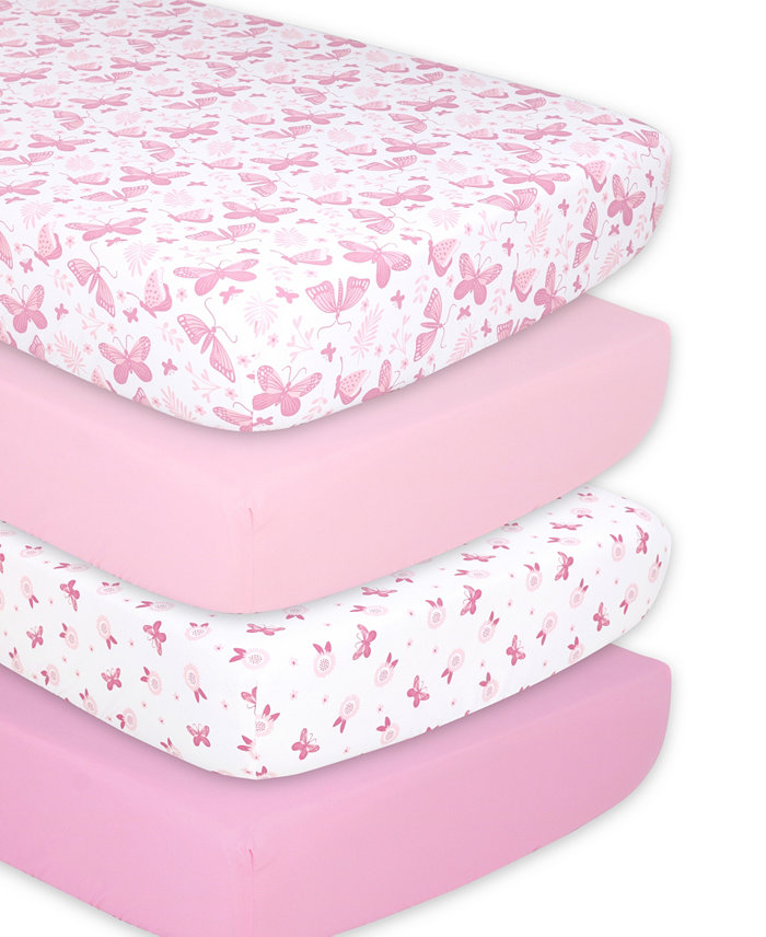 The Peanutshell Butterfly 4 Pack Crib Fitted Sheet Set