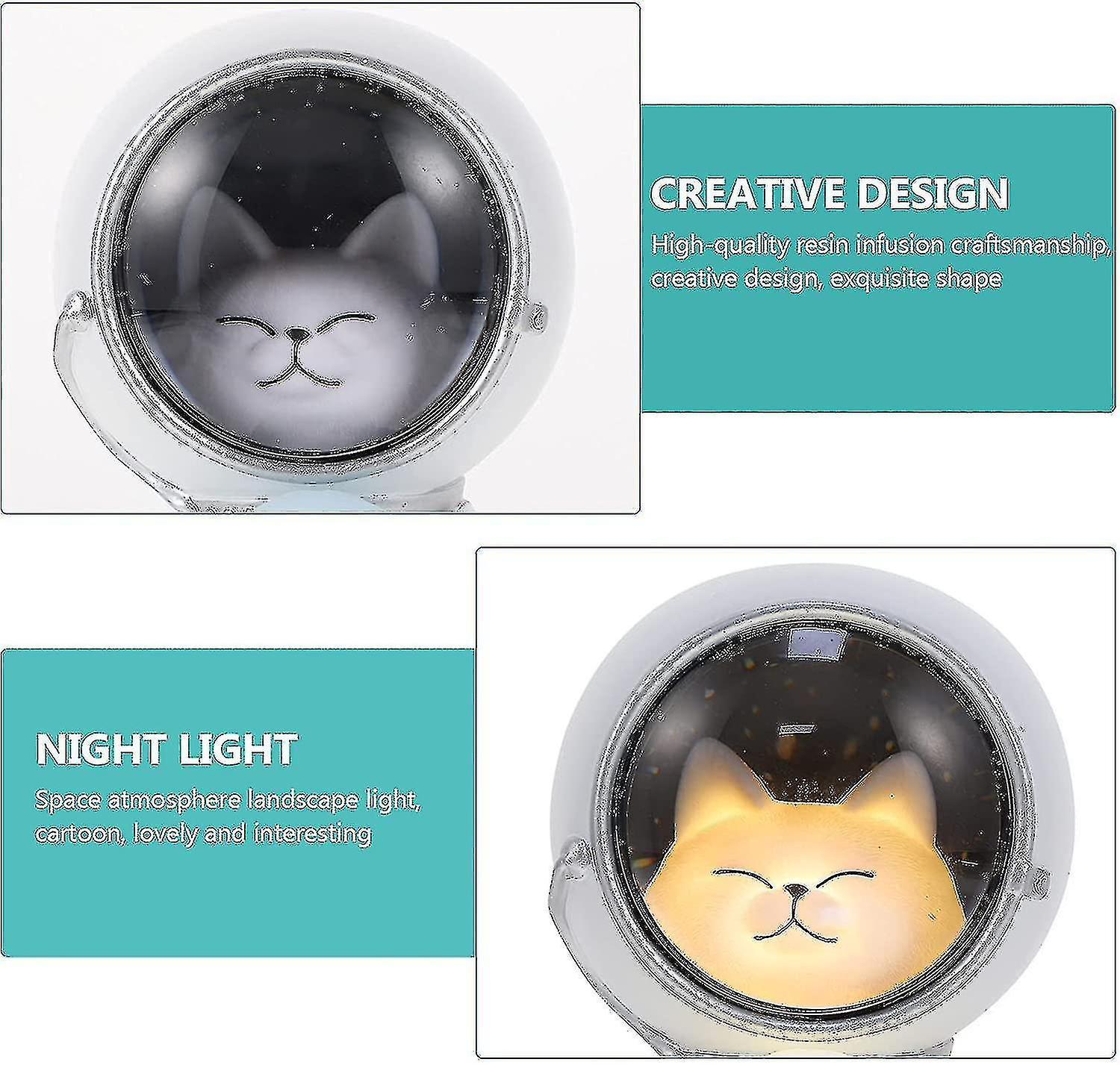 Spaceman 3d Night Light Astronaut Animal Cat Holding Moon Table Lamp For Kids Room Nursery Decor Nig