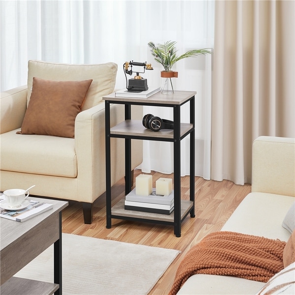 Yaheetech End Table Industrial Telephone Table with 2-Tier Shelves