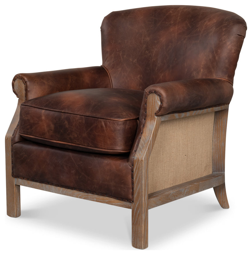 Benjamin Club Chair Brown Leather   Traditional   Armchairs And Accent Chairs   by Sideboards and Things  Houzz