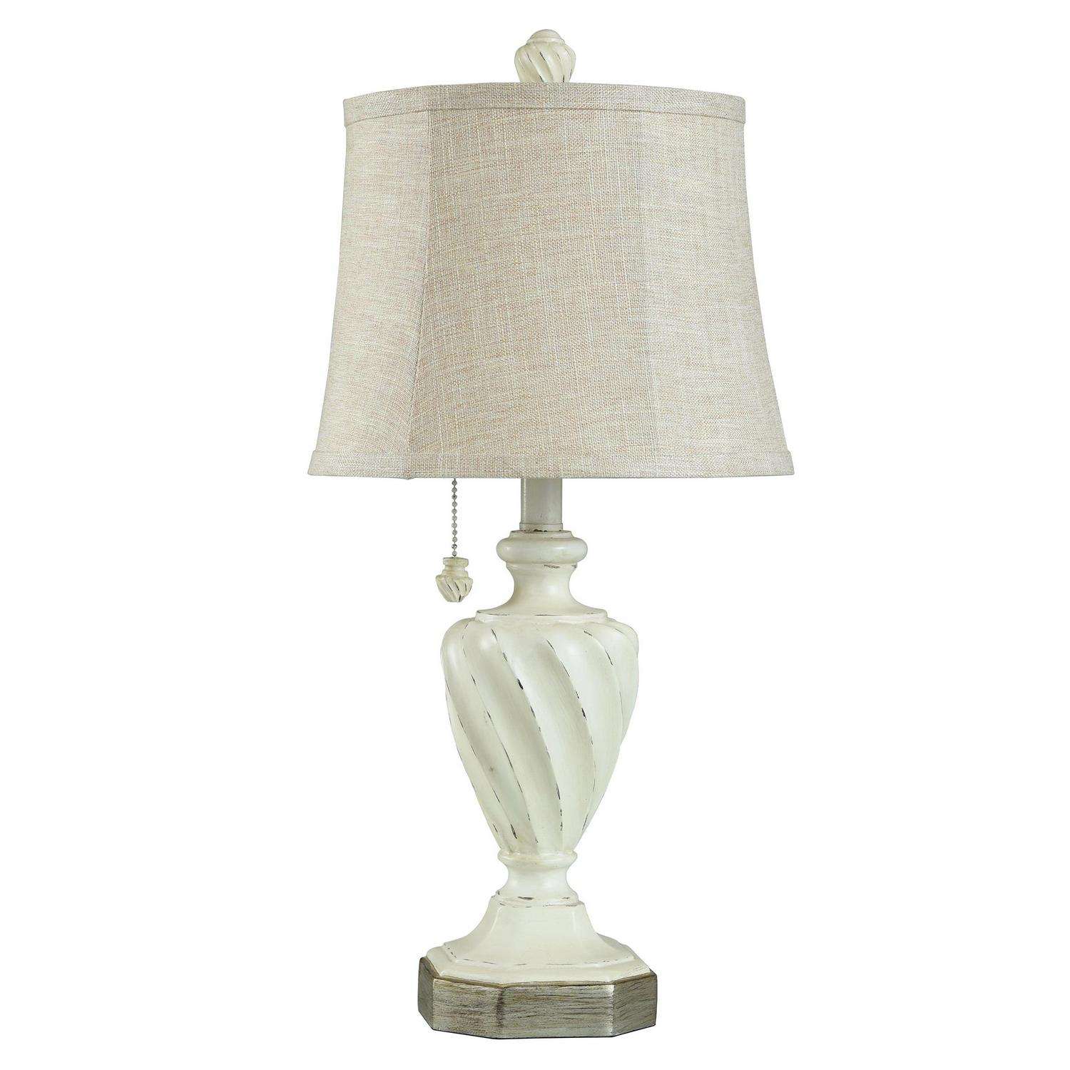 Cameron Table Lamp  Distressed Cream Grey With Gold Highlight  Cream