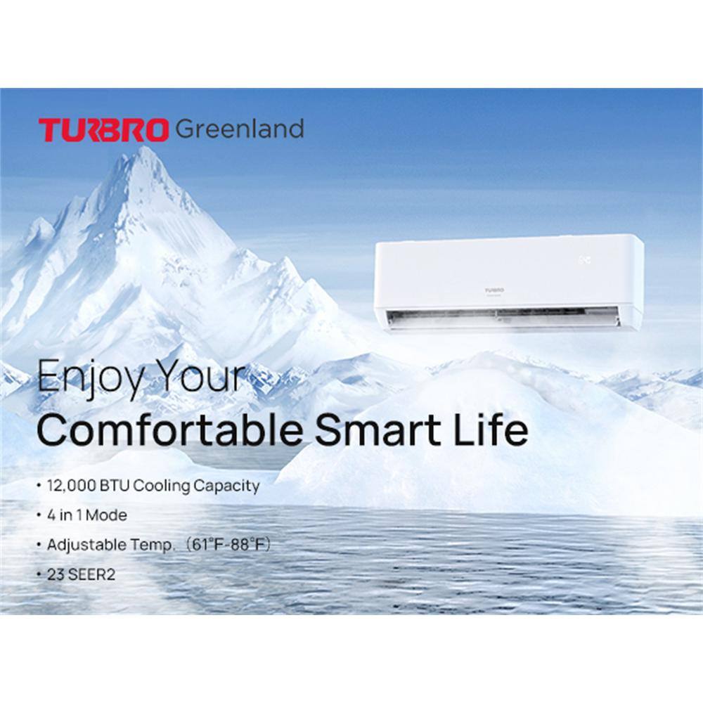 TURBRO Greenland 12000 BTU Ductless Mini Split AC with Heat Pump WiFi-Enabled 23 SEER2230V GL12K230