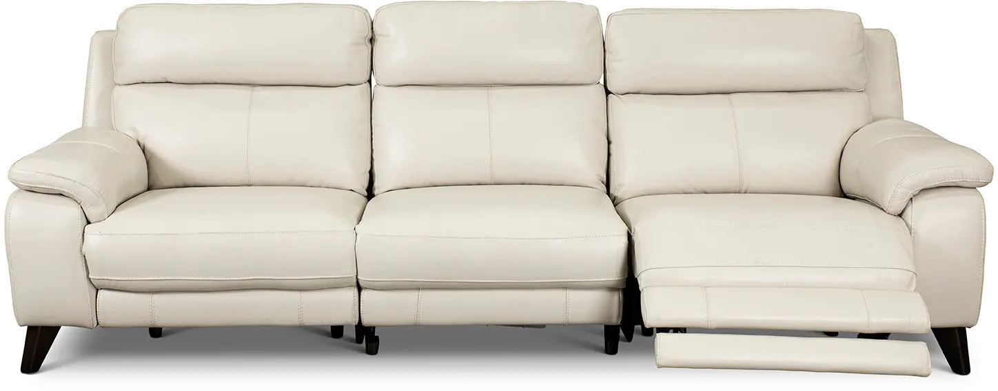 Venice White Leather-Match Power Reclining Sofa