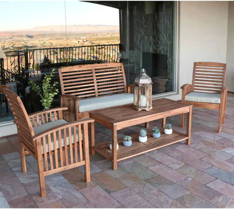 Light Brown Conversation Set with Coffee Table - Walker Edison