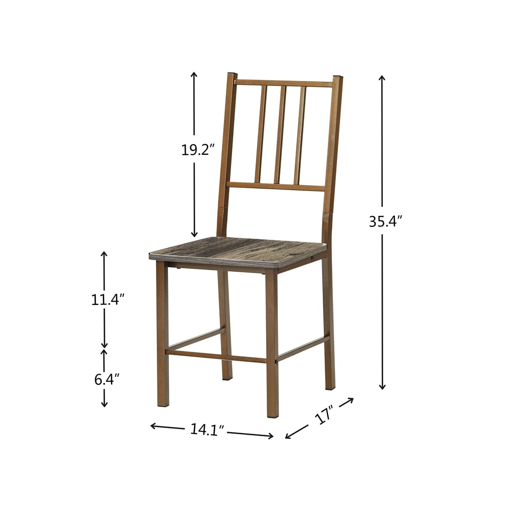 Dining Set for 2 Squre Wooden Dining Table w/4 Legs and 2 Metal Chair