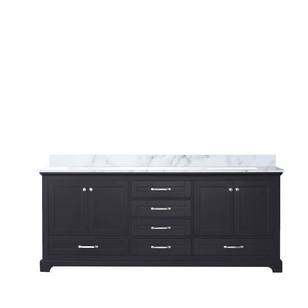 Lexora Dukes 80 in. W x 22 in. D Espresso Double Bath Vanity and Carrara Marble Top LD342280DGDS000