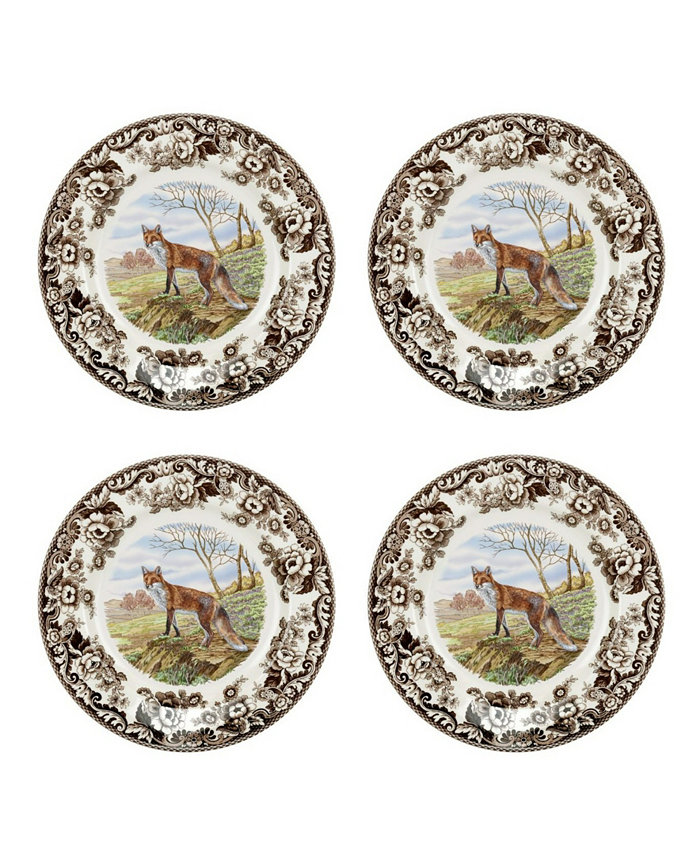 Spode Woodland Red Fox 4 Piece Dinner Plates Service for 4