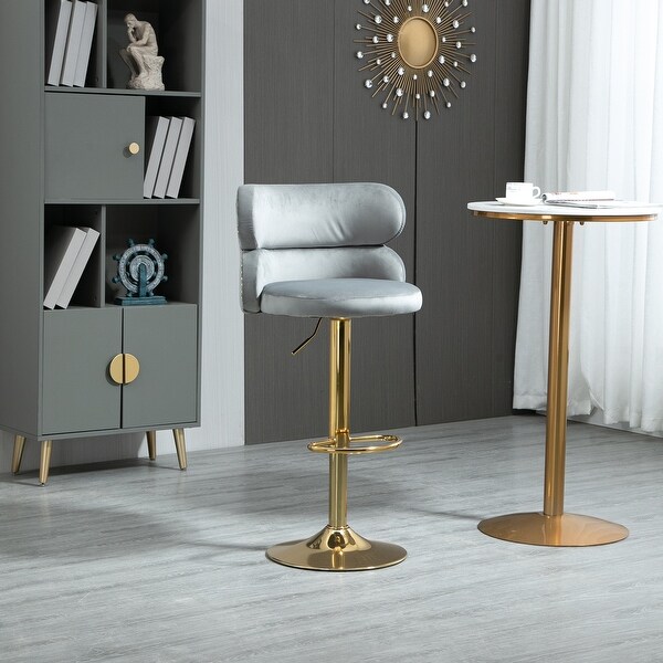 Height Adjustable Upholstered Barstools with Ergonomic-Sesigned Backrest and Footrest