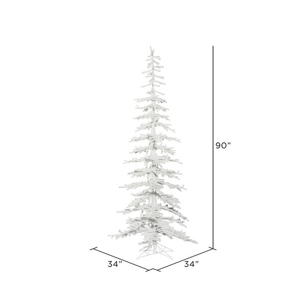 Vickerman 7.5' x 34 Flocked Kuna Pine Artificial Christmas Tree，Unlit