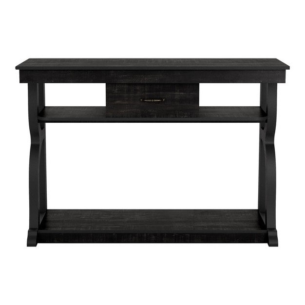 River Rise Transitional Storage Console Table Reclaimed Black Oak Mibasics