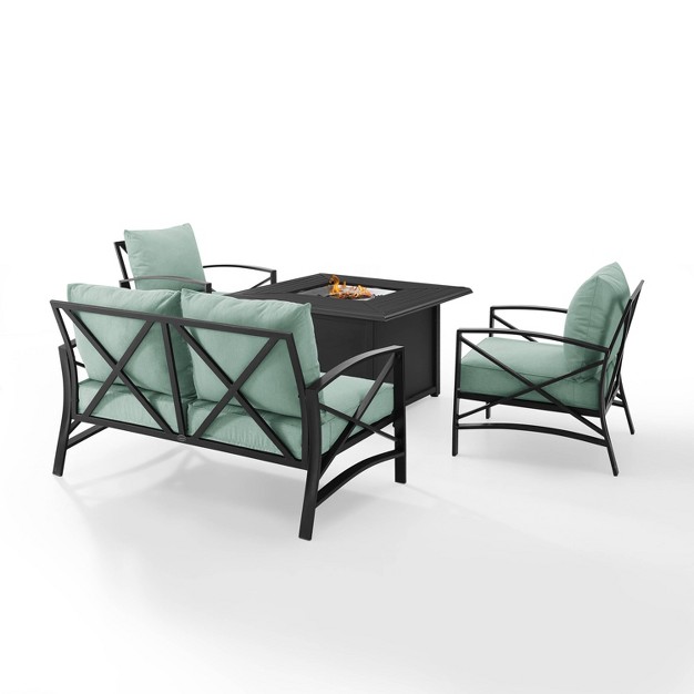 Kaplan 4pc Outdoor Conversation Set With Dante Fire Table Mist Crosley