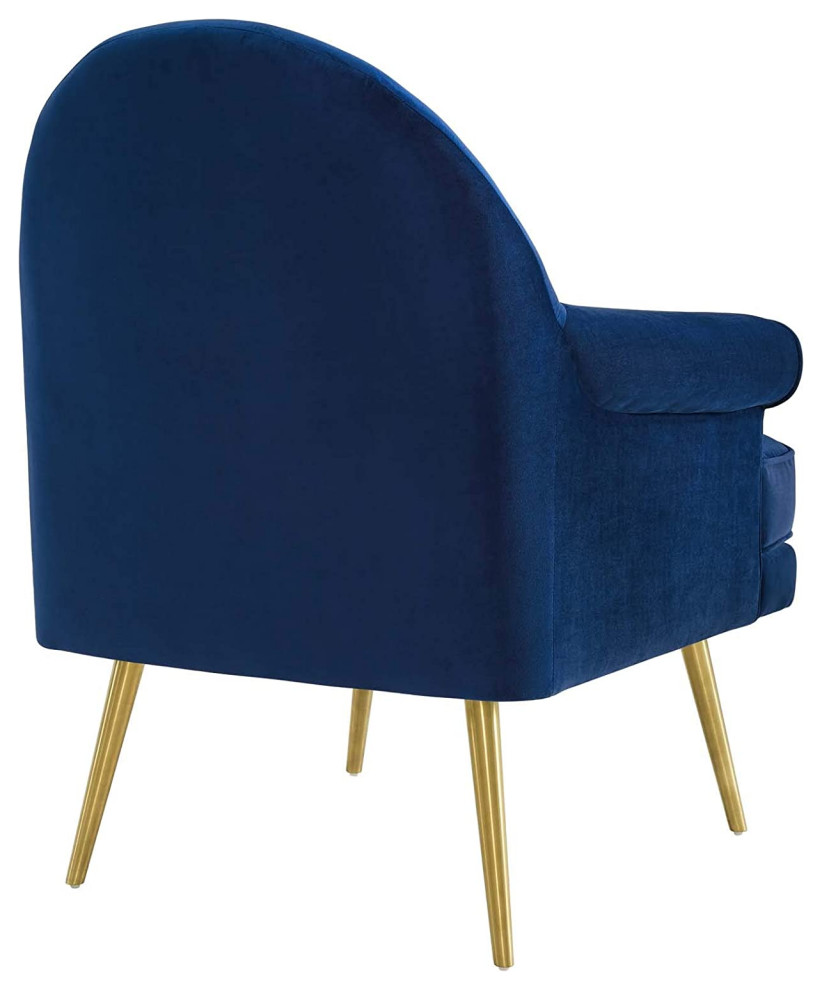 Mid Century Modern Accent Chair  Golden Legs  ampVelvet Seat With Round Arms   Transitional   Armchairs And Accent Chairs   by Decor Love  Houzz