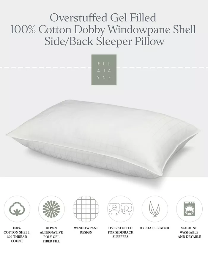 Ella Jayne 100% Cotton Dobby-Box Shell Firm Density Side Back Sleeper Down Alternative Pillow， Standard