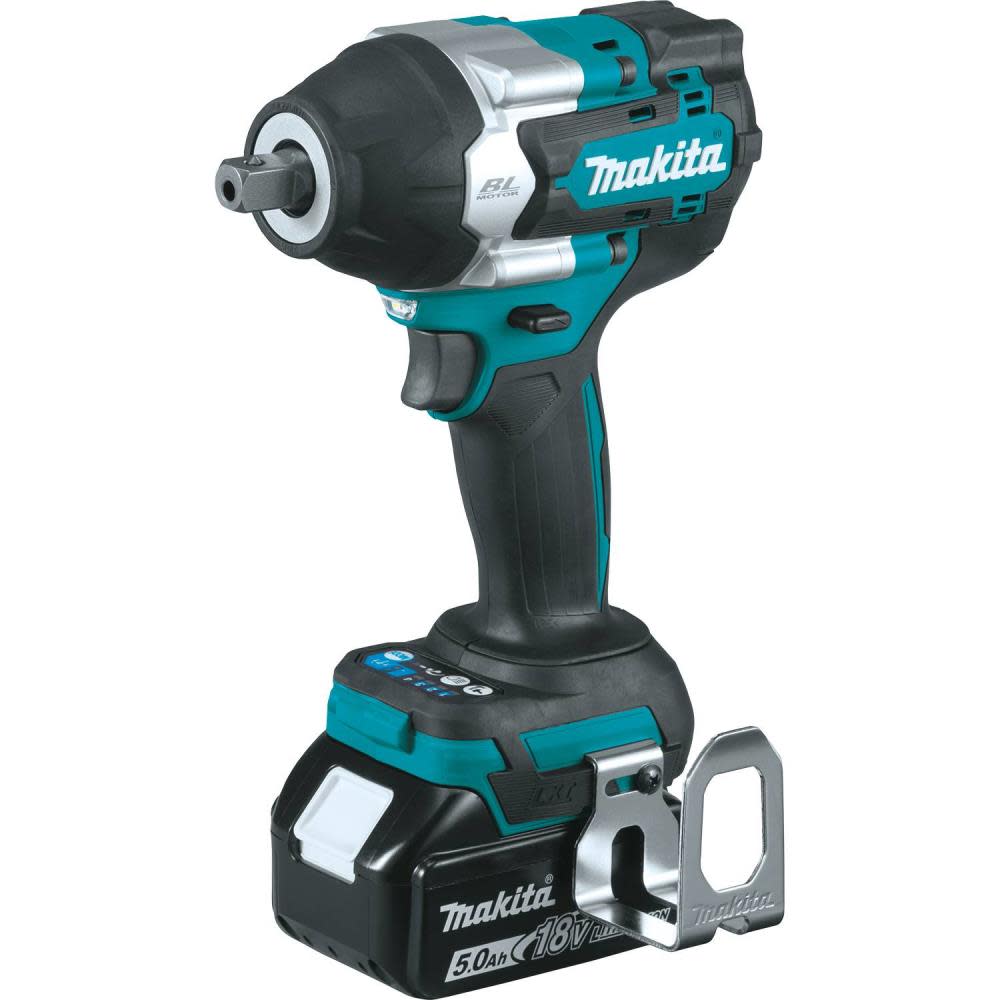 18V LXT® Lithium-Ion Brushless Cordless 4-Speed Mid-Torque 1/2 Sq. Drive Impact Wrench Kit w/ Detent Anvil (5.0Ah) ;