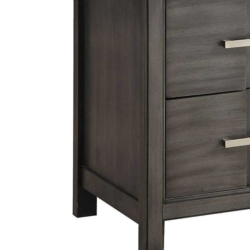 Transitional Solid Wood Night Stand With Two Drawers， Gray