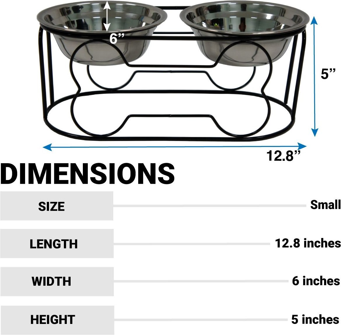 YML Wrought Iron Stand Dog and Cat Feeder Bowl， Stainless Steel