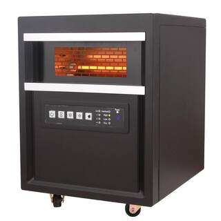 Comfort Glow 1500-Watt Black Electric Quartz Infrared Heater with Remote Control Timer 4 Elements Easy Roll Casters QDE1345