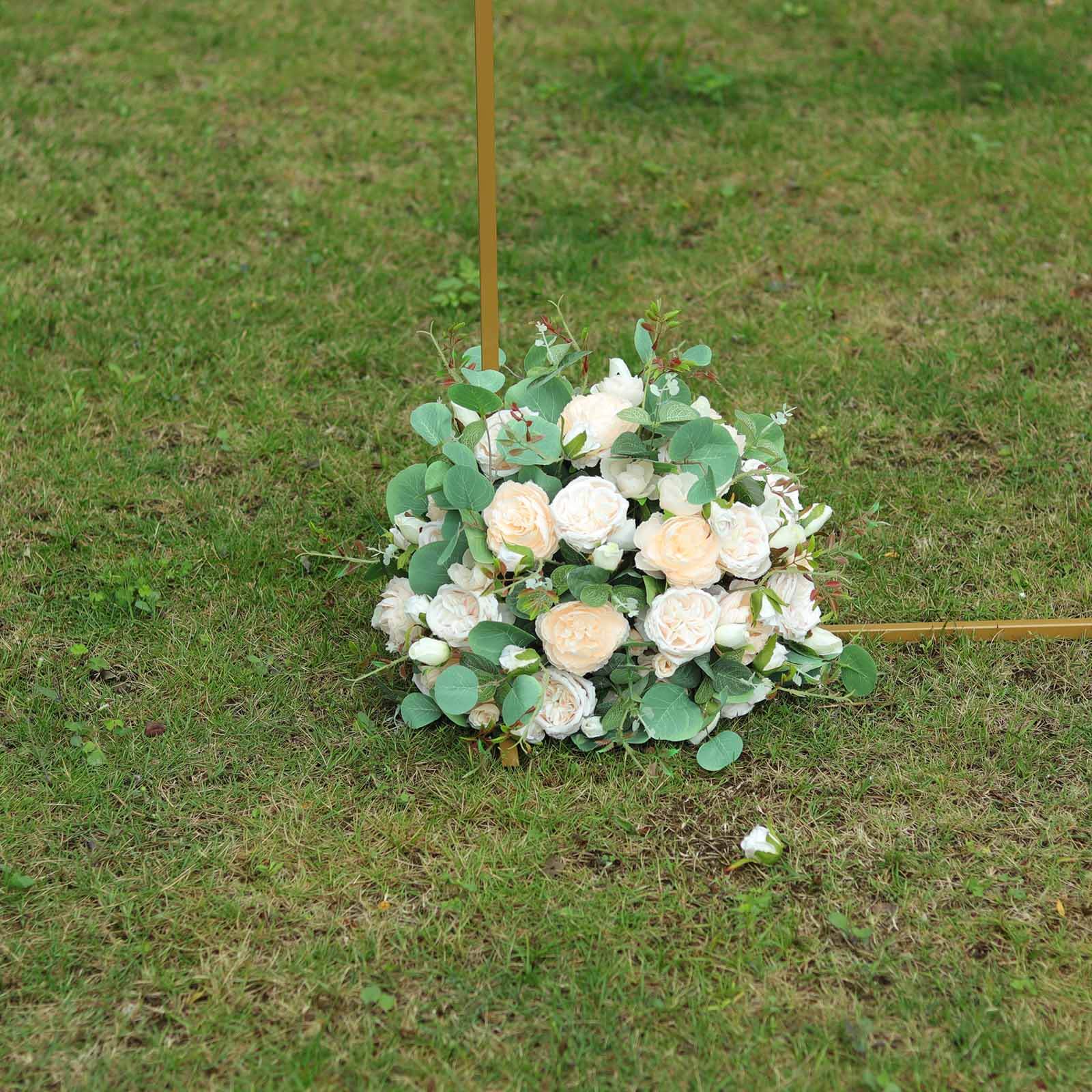 Gold Metal Frame Wedding Arch, Rectangular Backdrop Stand, Floral Display Frame 5.5ft