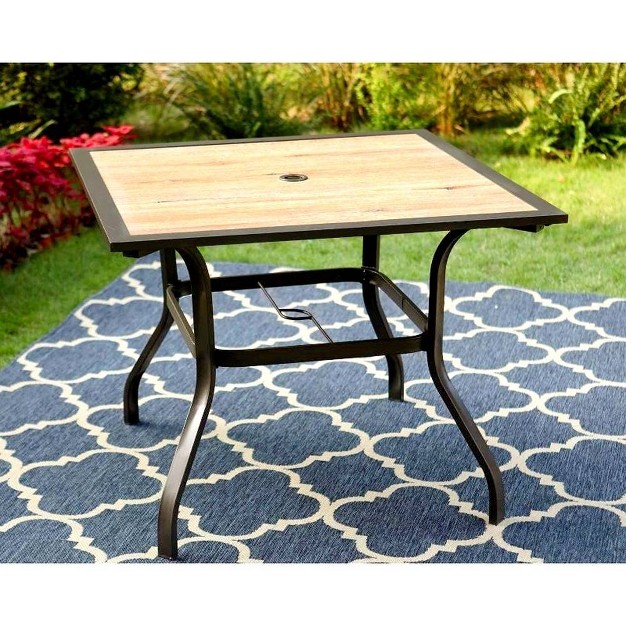 Outdoor Square Steel Dining Table Brown Captiva Designs