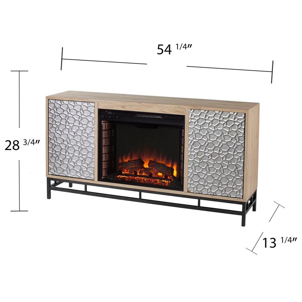 SEI Furniture Ausborne Electric Fireplace w/ Media Storage   Natural