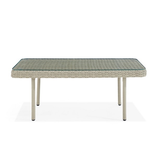 All weather Wicker Windham Outdoor Coffeee Table With Glass Top Gray Alaterre Furniture