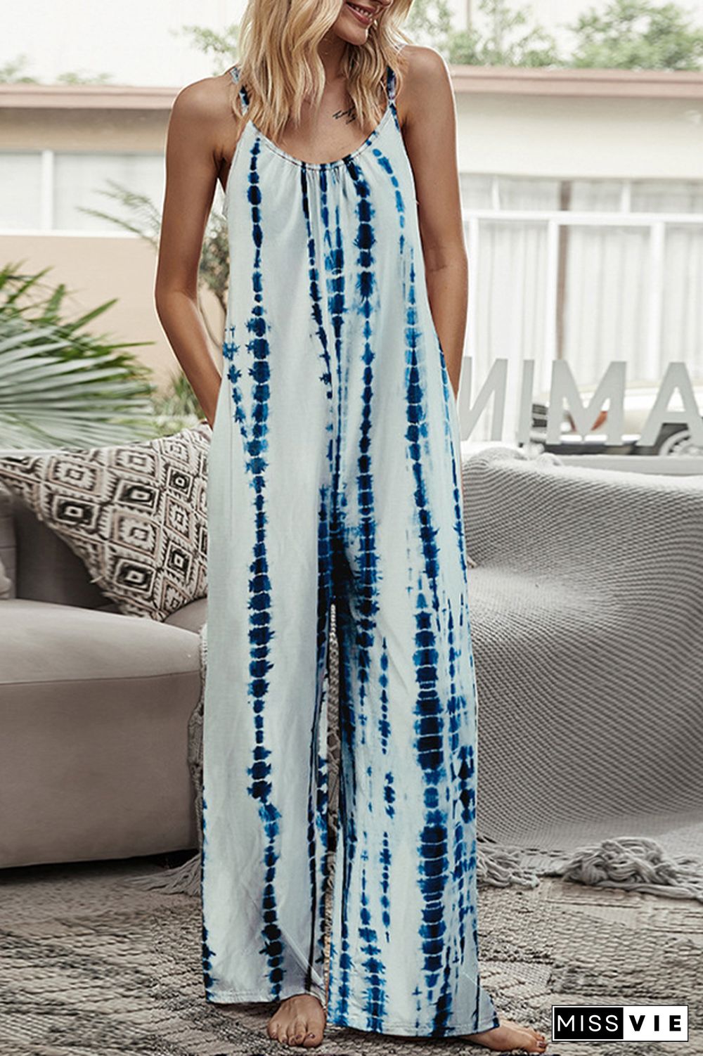 Print Long Pants Loose Jumpsuit Wholesale