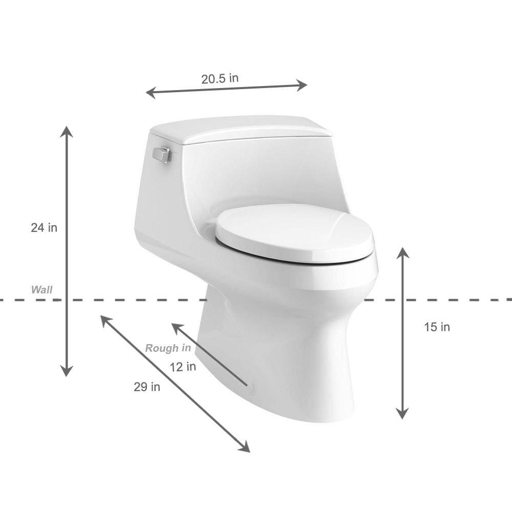 KOHLER San Raphael 1-Piece 1.28 GPF Single Flush Elongated Toilet with Left-Hand Trip Lever in White K-3722-0