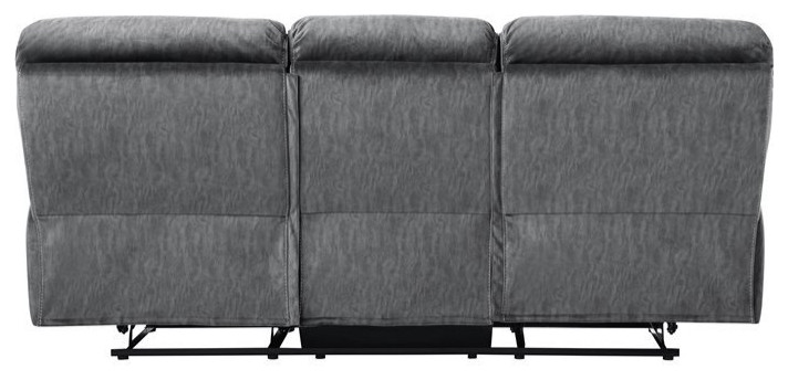 Lexicon 40 quotTraditional Style Microfiber Double Reclining Sofa in Gray   Contemporary   Sofas   by Homesquare  Houzz