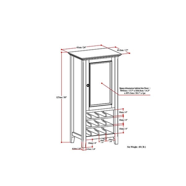 WYNDENHALL Halifax 12-Bottle SOLID WOOD 24 inch Wide Transitional High Storage Wine Rack Cabinet - 24 W x 17 D x 50 H