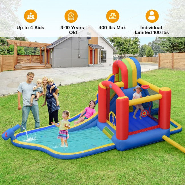 SUGIFT Inflatable Kid Bounce House Slide Climbing Splash Park Pool Jumping Castle Without Blower