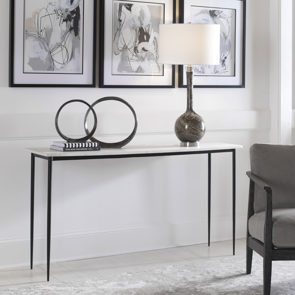 Uttermost Nightfall White Marble Console Table   Modern   Console Tables   by Zin Home  Houzz