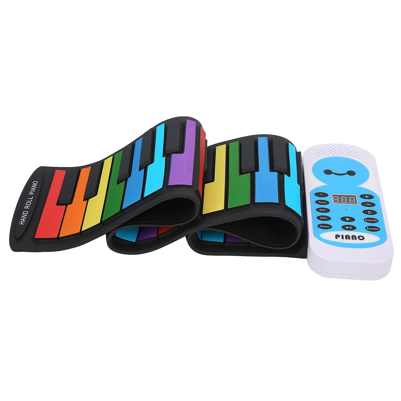 Soft Keyboard Piano 49key Roll Up Rainbow Portable Piano Silicone Toy For Beginners Kids