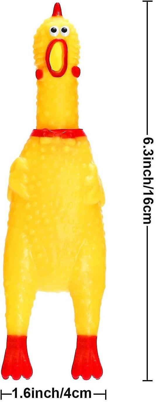 6 Pack Rubber Screaming Chicken Toy Yellow Rubber Squeaking Chicken Toy Novelty And Durable Rubber