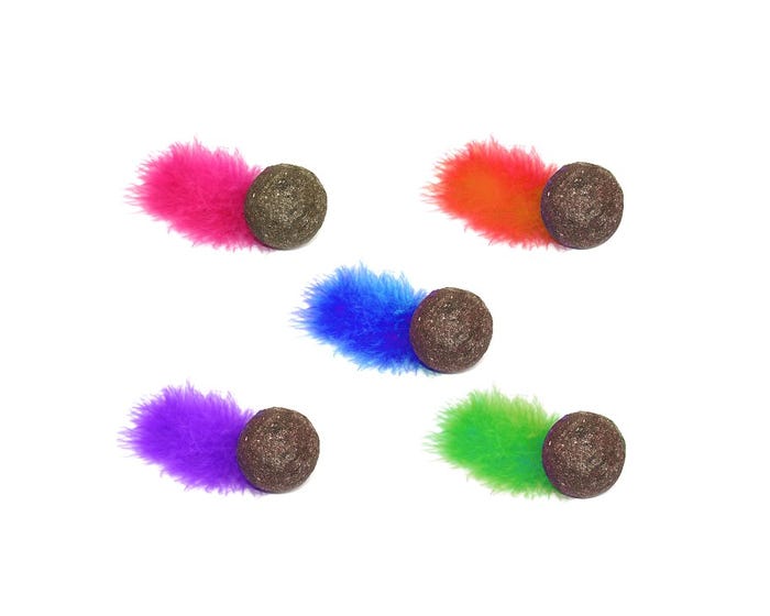 Multipet Compressed Catnip Ball  Feather Cat Toy， Assorted Styles - 20439