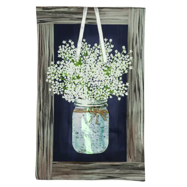 Evergreen Enterprises Hanging Mason Jar House Linen Flag