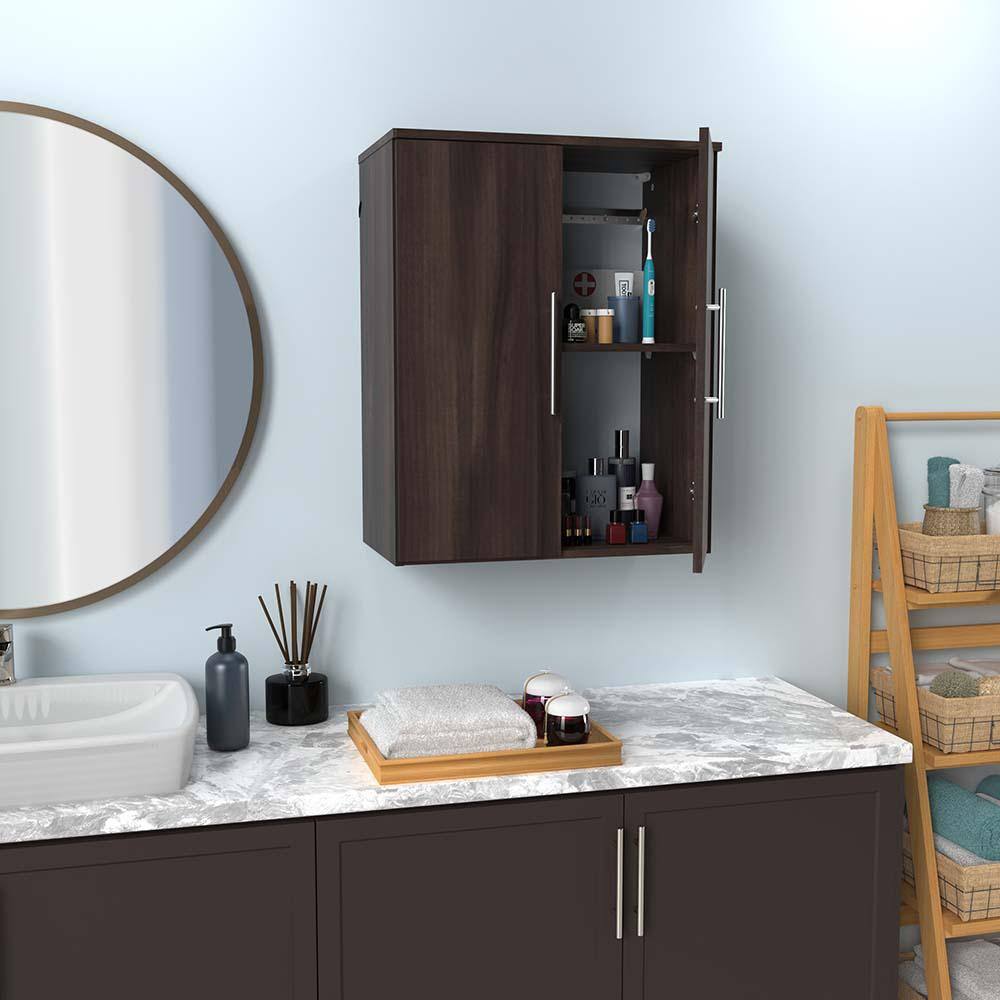 ClosetMaid Style+ 14.59 in. D x 25.12 in. W x 31.28 in. H Modern Walnut Laundry Room Floating Cabinet Kit with Modern Doors 10000-02196