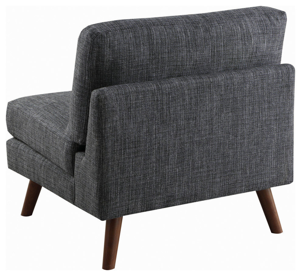 Benzara BM229623 Mid Century Style Fabric Armless Chair  Splayed Legs  Dark Gray   Midcentury   Armchairs And Accent Chairs   by VirVentures  Houzz