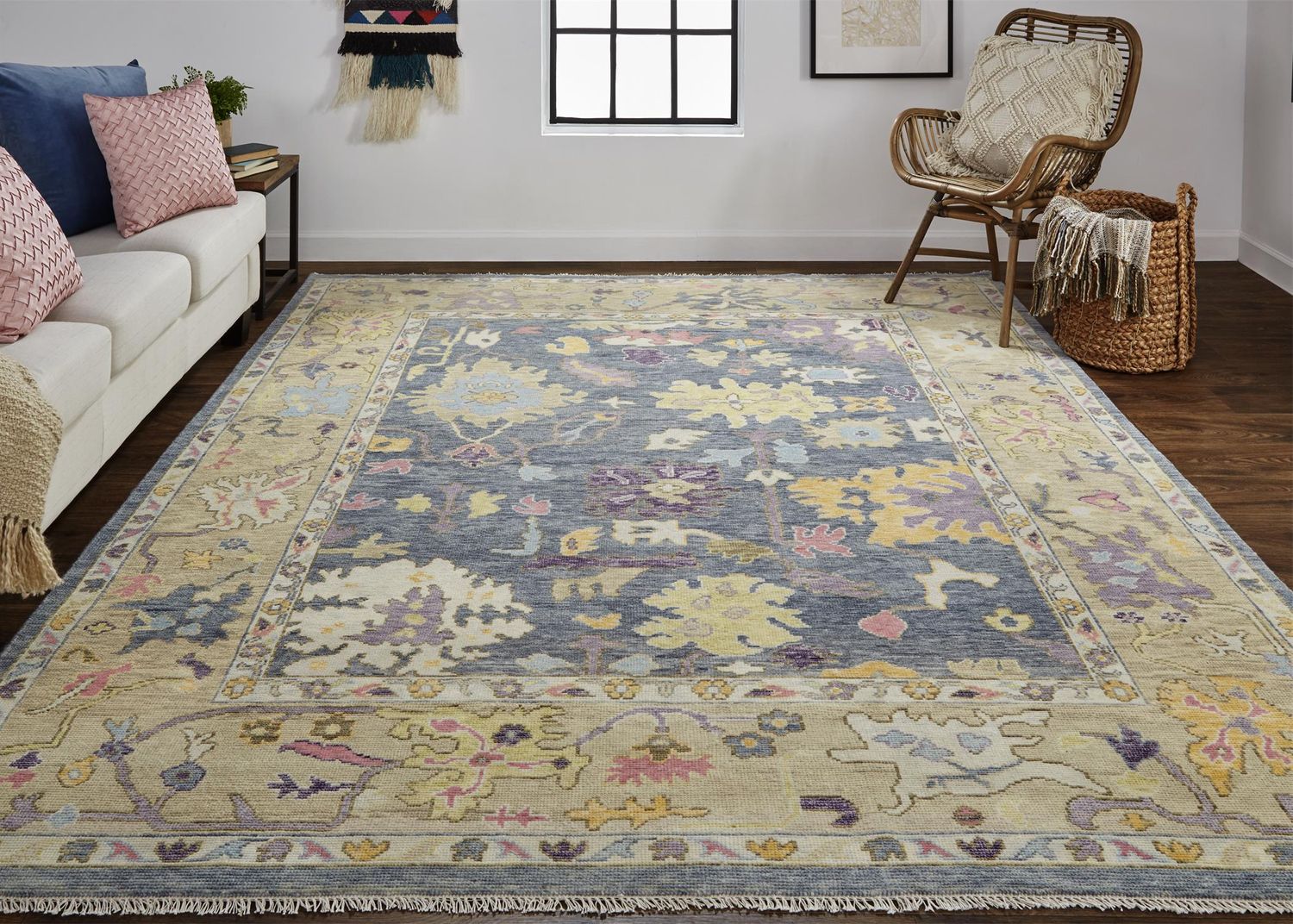 Larson Hand Knotted Blue and Beige Rug by BD Fine