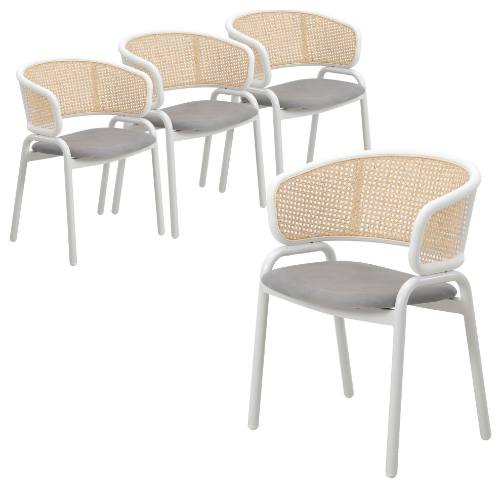 LeisureMod Ervilla Dining Armchair With White Steel Base Set of 4   Midcentury   Dining Chairs   by LeisureMod  Houzz