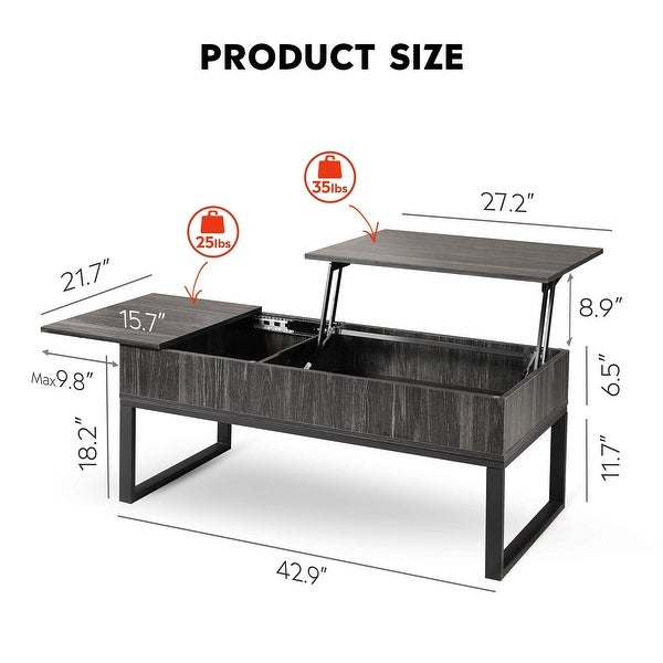 Lift Top Coffee Table with Hidden Compartment and Slide Drawer