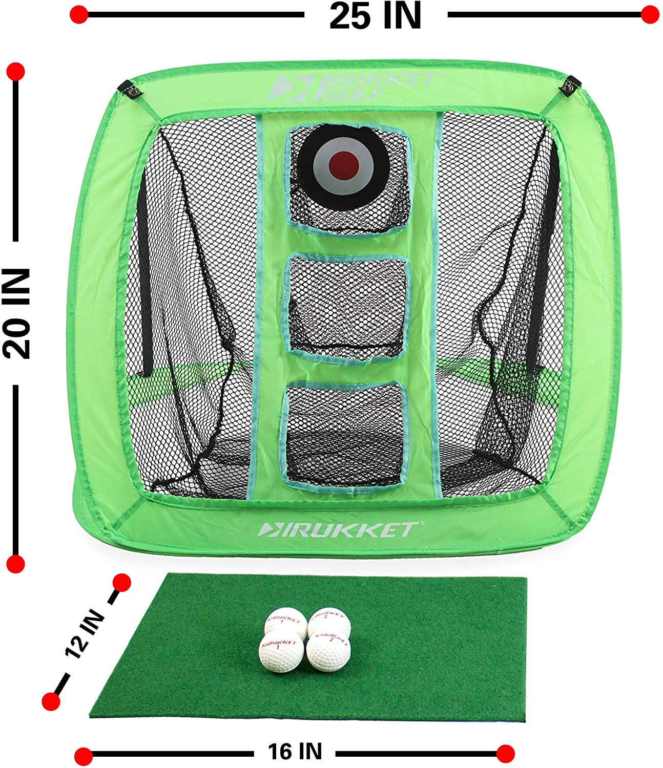 Rukket Sports Golf Chipping Net Cornhole Game for All Ages (Lime Green)