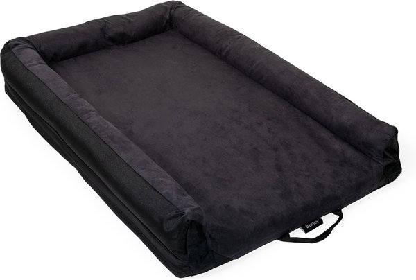 Burley Bolster Cat and Dog Bed with Removable Cover， Gray/Black