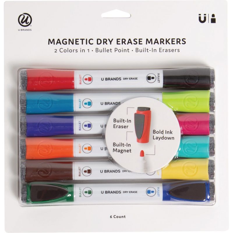 U Brands Magnetic Double Ended Chisel Tip Dry Erase Marker Chisel Tip Assorted