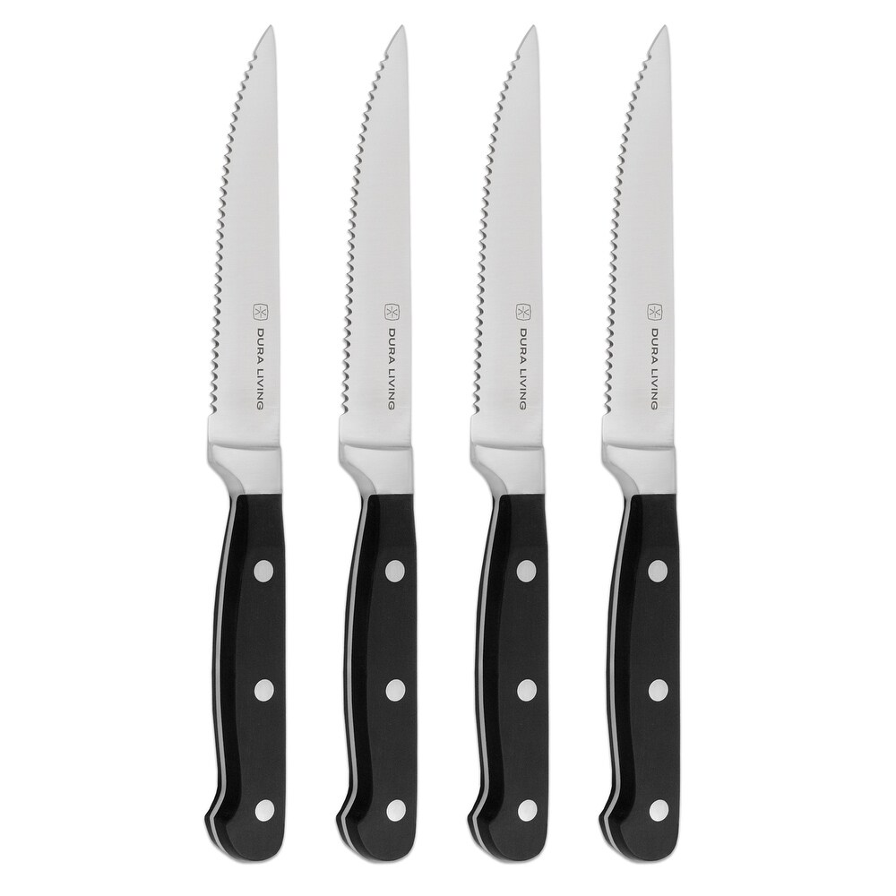 Dura Living 8 Piece Steak Knife Set   Forged High Carbon Stainless Steel Serrated steak knives