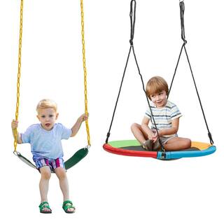 Gymax Swing Set Swing Seat Replacement and Saucer Tree Swing for Indoor and Outdoor (2-Pack) GYM09548