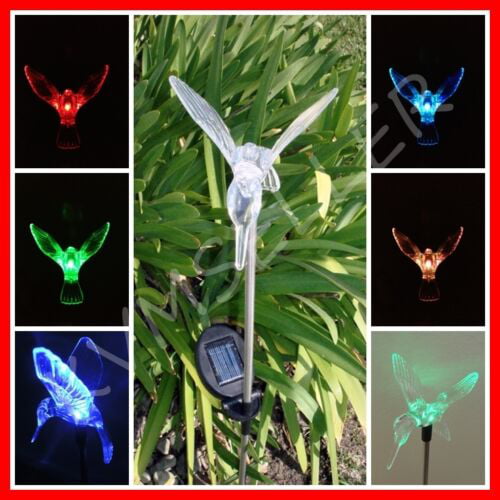 4 Pack Solar Powered Hummingbird Garden Yard Stake Pathway Lawn Light LED