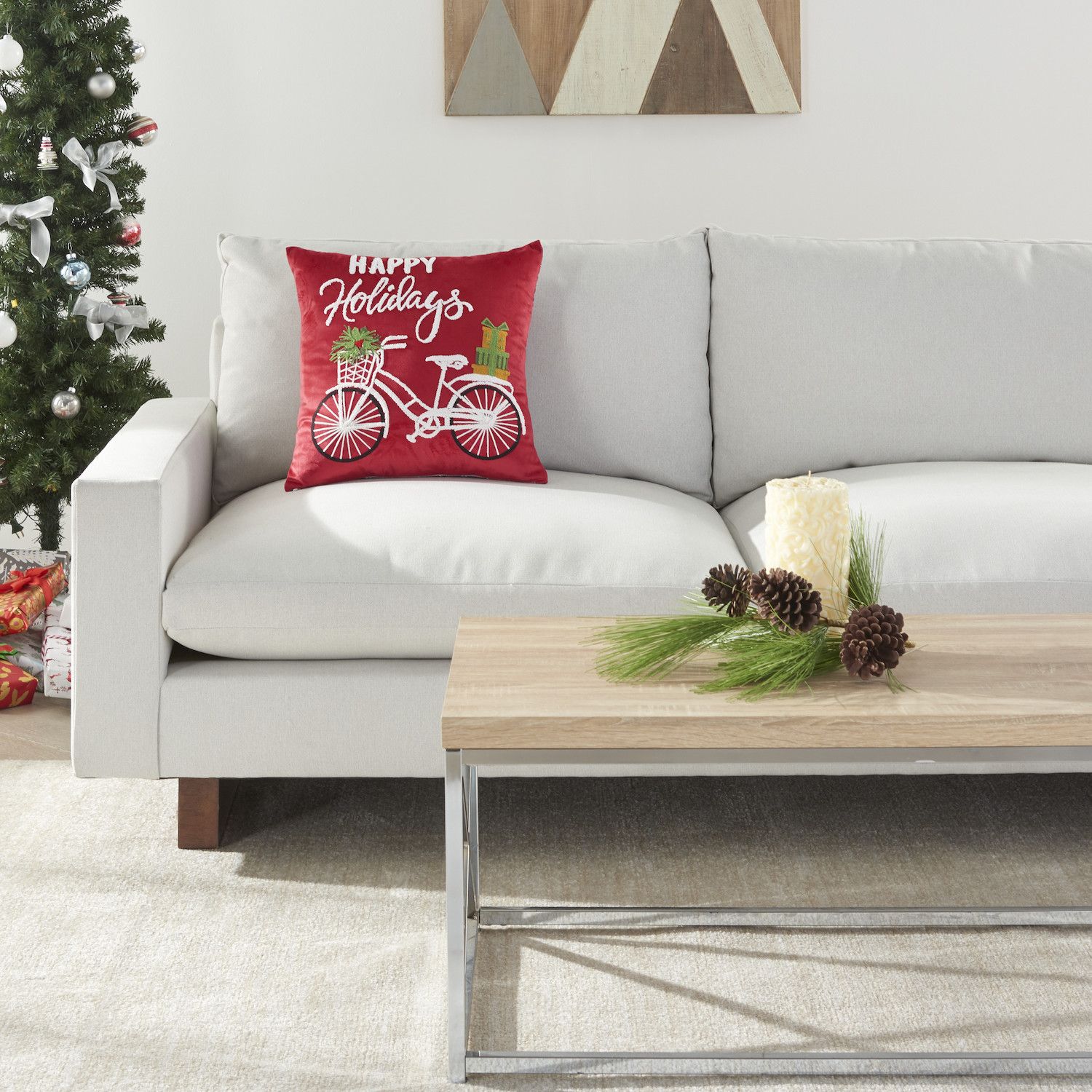 Mina Victory Holiday Bike Throw Pillow